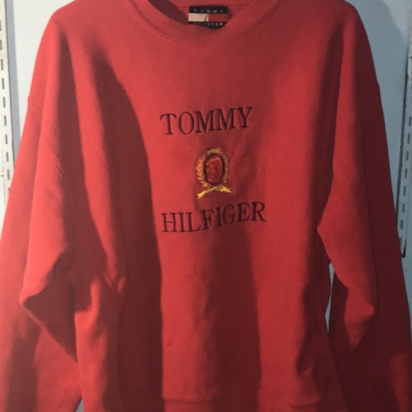 Tommy Hilfiger Sweaters - red tommy hilfiger extra large pullover